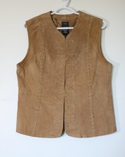 Vintage Outbrook Women's Geniune Suede Leather Lined Tan Vest Size L