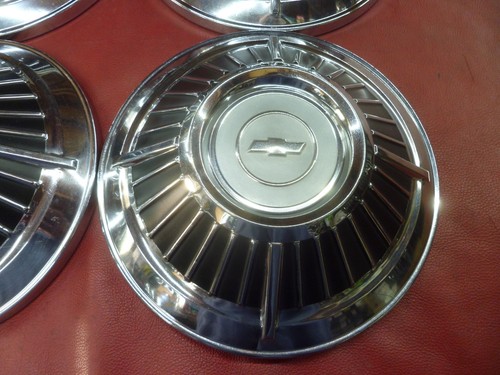 VINTAGE 1963 CHEVY IMPALA BELAIR Z11 DOG DISH POVERTY HUBCAPS WHEEL COVERS - Picture 5 of 9