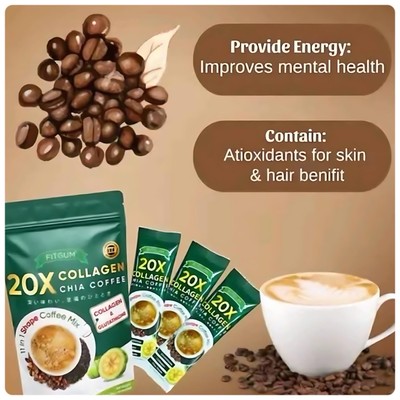 FITGUM 20X Collagen Chia 11 in 1 Coffee Mix | eBay