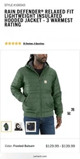 Rain Defender® Relaxed Fit Lightweight Insulated Hooded Jacket - 3 WarmestRating
