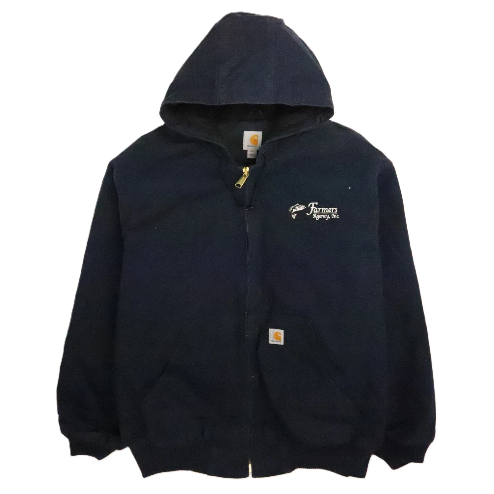 Vintage Carhartt Canvas Bomber Work Jacket Size 3XL Black Thermal Lined Hoodie