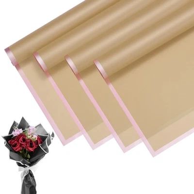20pcs Papier d'emballage de fleurs pour bouquet 23 pouces Bord doré Kaki - Photo 1/4