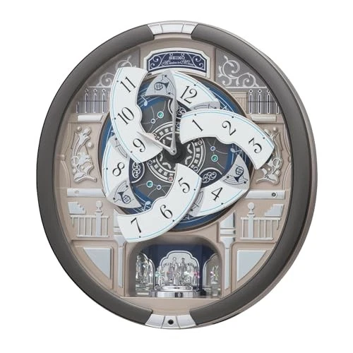 Seiko RE603N relógio de parede analógico cinza 39 melodia em movimento automação de música - Imagem 2 de 3
