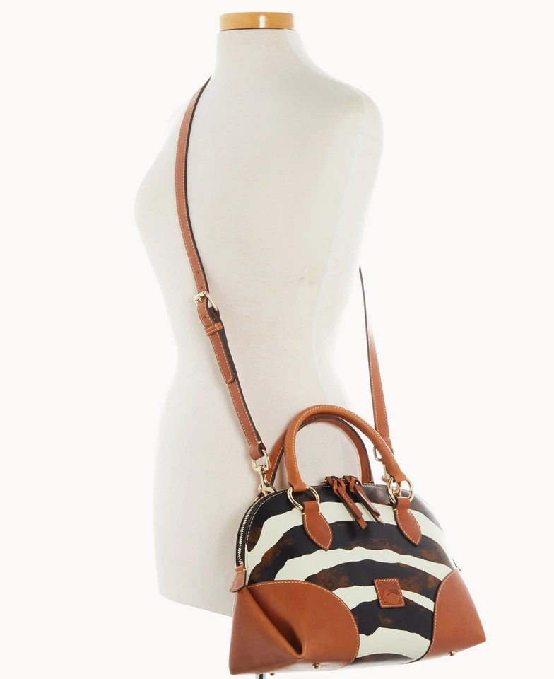 NWT Dooney & Bourke Zebra Leather Domed Satchel $398