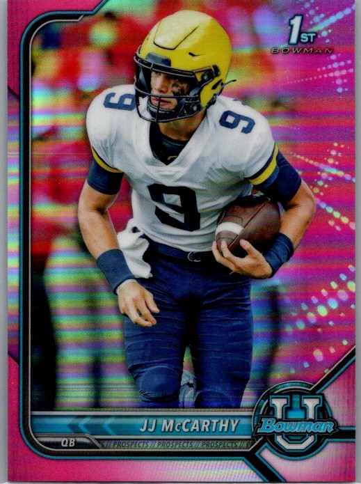 2021-22 Bowman University #39 JJ McCarthy Chrome Pink Bowman 1st