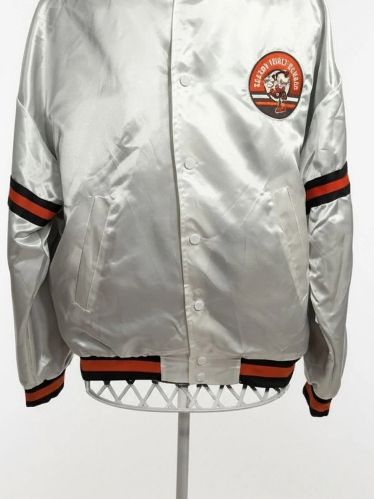 Vintage Cleveland Browns Season Ticket White Satin Bomber Jacket, Size M Men - product detail image 2