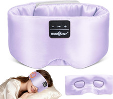 MUSICOZY 3D Silk Bluetooth Sleep Mask Headphones, Mulberry Silk Eye Mask with Ul