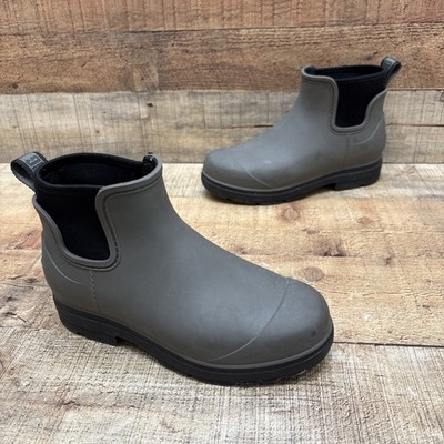 Ugg Women s Gray/Black Rubber Slip On Rain Boots Chelsea Size 7 Droplet