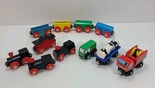 Lot Of 11 Brio Wooden Railway Cars Trains Mighty Caboose Milk Fire Mail Cargo