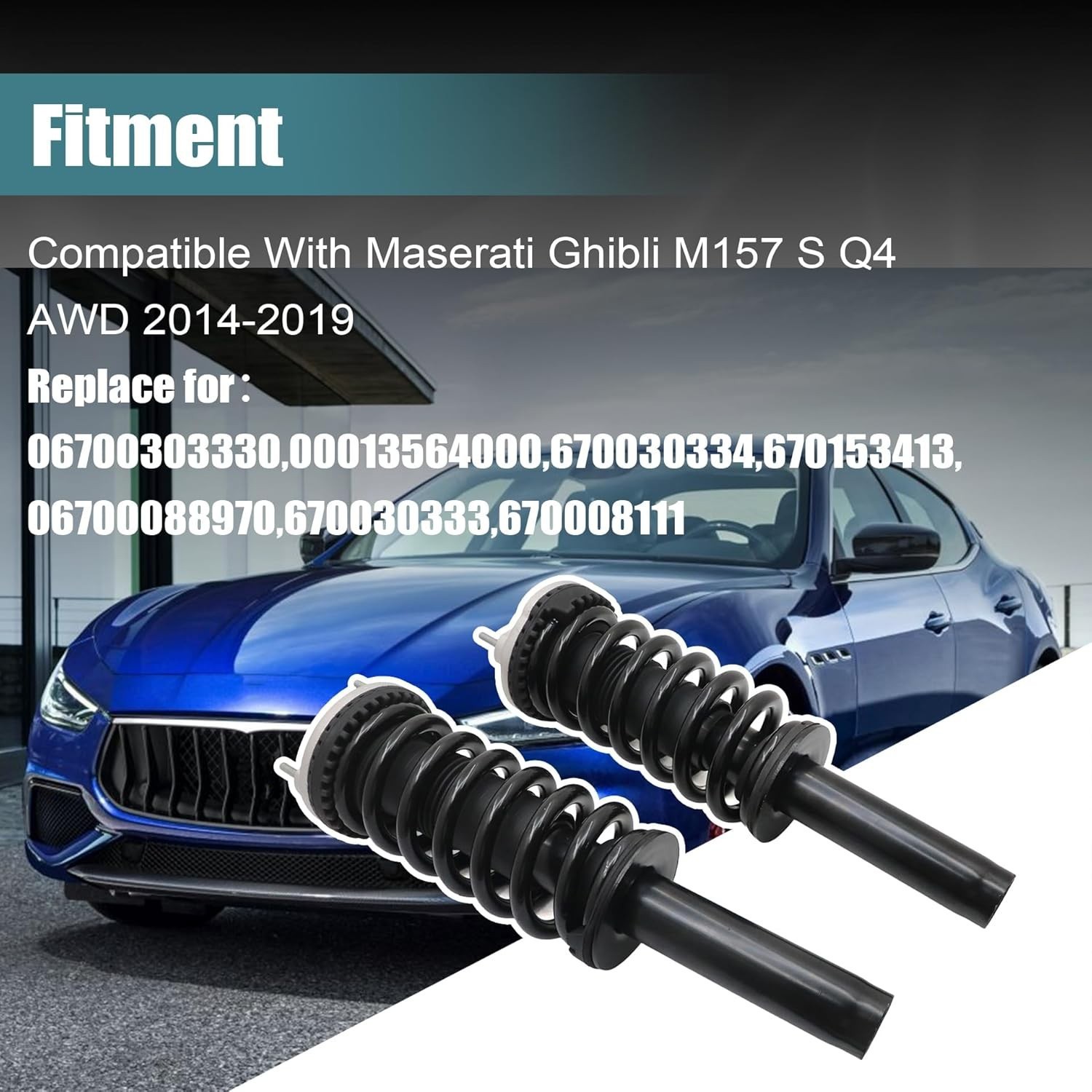 Pair Front Shock Absorber Struts Assys For Maserati Ghibli M157 AWD 670008897