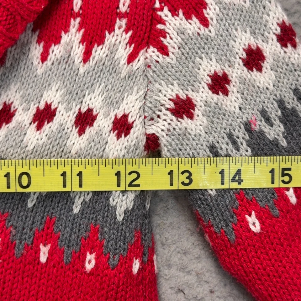 Cárdigan Suéter Gap Niños Rojo Gris Isla Justa Geométrica Mezcla de Lana Vacaciones Foto 3 de 4