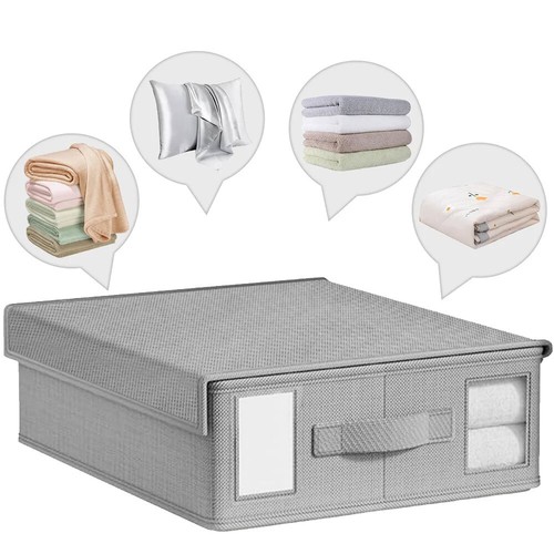 Foldable Bed Sheet Organiser Storage Box With Handle 2/4 Pack Cover Organizer - Picture 10 of 14