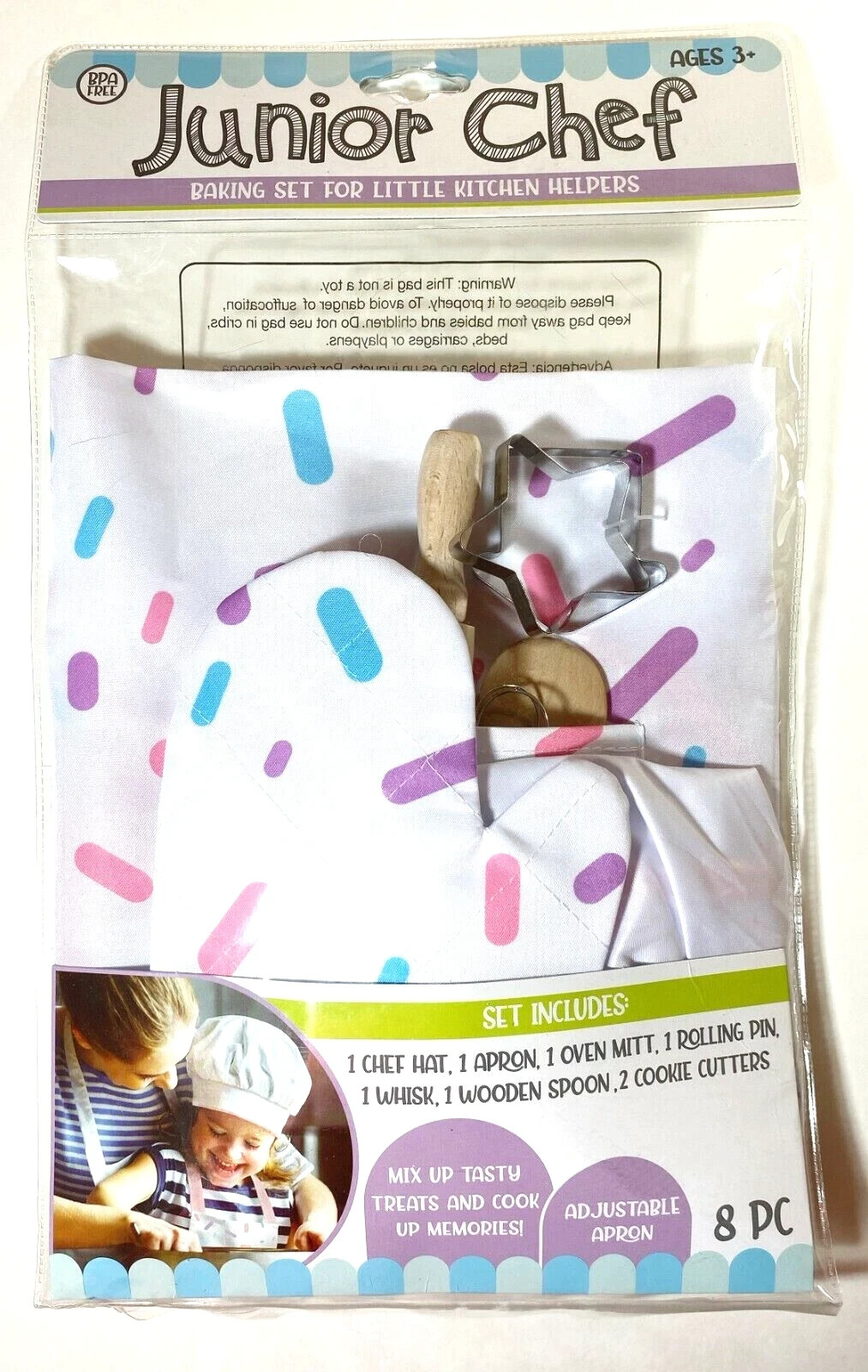 Junior Chef Baking Set 8pc Set Little Kitchen Helpers Blue/Pink Ages 3 ...