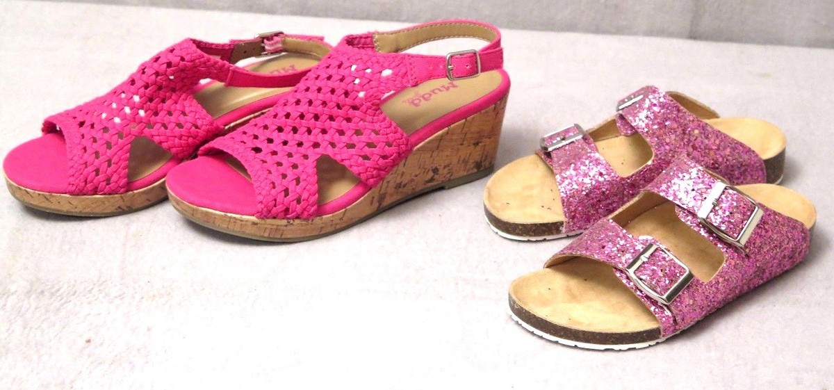 MUDD TOYGER PINK WEDGE or SERRADE PINK SLIDE SANDALS BRAND NEW
