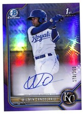 2022 Bowman Chrome Wilmin Candelario 170/250 auto purple refractor card Royals