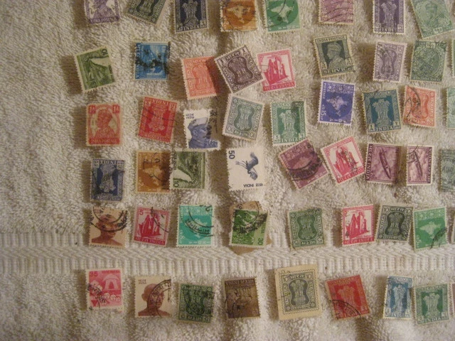 INDIA LOT OF 100+ OLD USED  Off paper $1.00 ship - Image 3 of 4