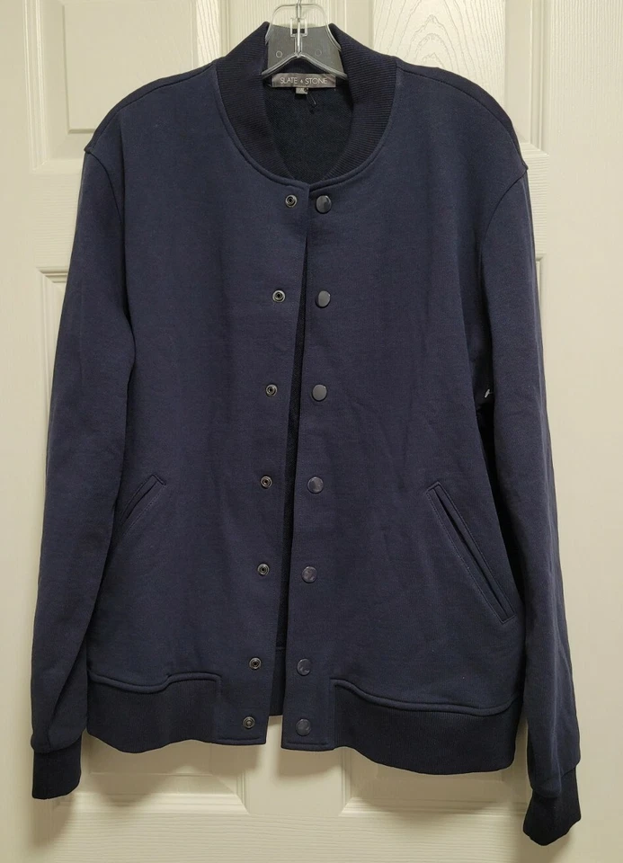 Mens XL Slate And Stone Blue Baseball Jacket - Image 2 of 4