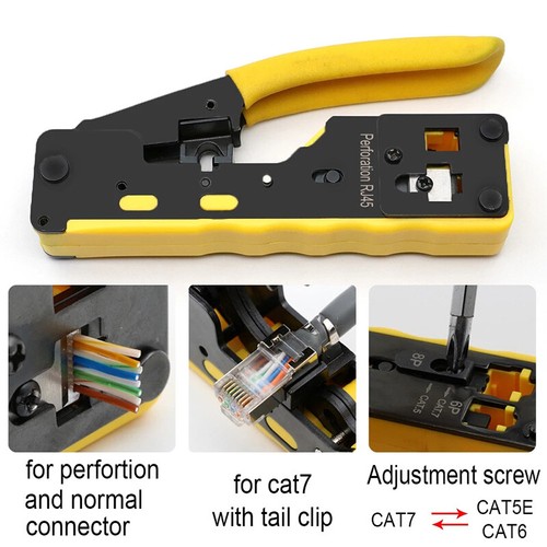 Cat7 RJ45 Crimper Pliers RJ12 Cat5 Cat6 8P8C Cable Stripper Pressing Clamp - Afbeelding 4 van 12