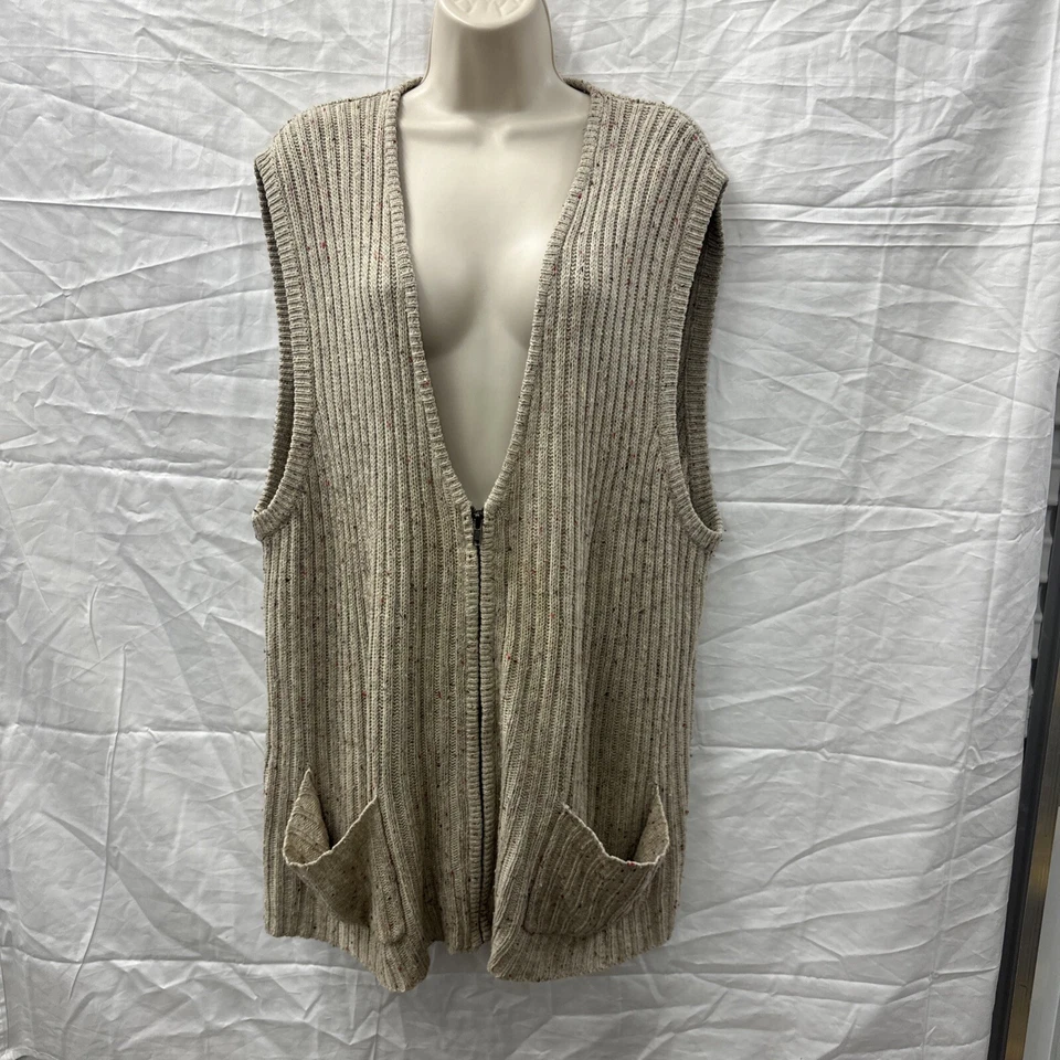 Abuela Suéter Moteado Cremallera Completa Cárdigan Chaleco 2X Cottagecore Boho Abuela Foto 2 de 4