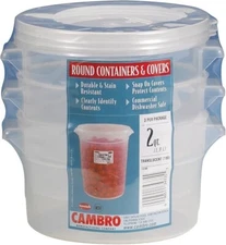 Cambro 2-Quart Round Food-Storage Container with Lid, Set of 3 – BPA-Free