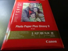 Canon Photo Paper Plus Glossy II PP-201, 5" x 7" Tab Removed, Paper Sealed