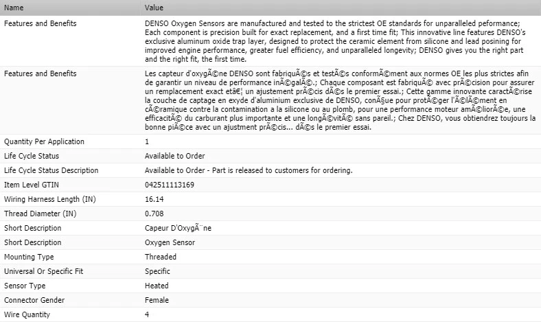 电装上游氧气传感器适用于 2006 雪佛兰 SILVERADO 1500 V8-5.3L — 第 2/4 张图片