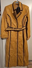 Newport News Easy Style Beige Women's Genuine Leather Trench Coat Size L Long