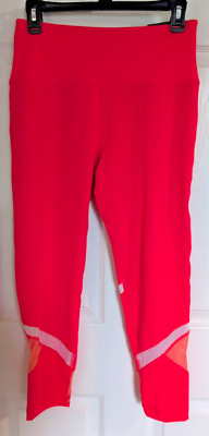 NWT Reebok Bright Orange 7/8 Ankle Leggings Sz M Mesh Inserts High Waist BE SEEN
