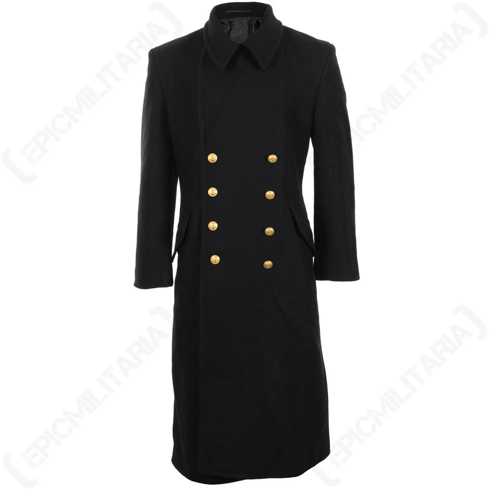 Black Navy Wool Great Coat - Winter Trench Naval Military Full Length Mens - Image 3 of 4