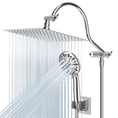 Hibbent Shower Head Combo High Pressure Rain Shower Head All Metal Handheld