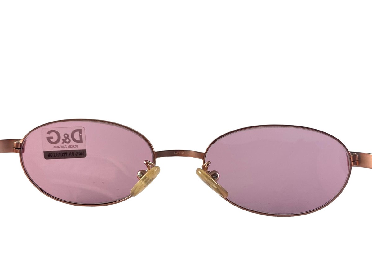 VINTAGE DOLCE & GABBANA DG 2033 ROSE & BLACK OVAL SUNGLASSES MADE