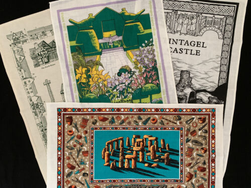 4 x Traditional Tea towels : National Trust & English Heritage sites