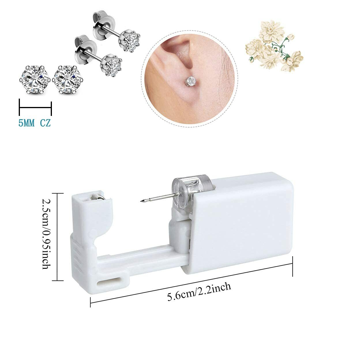 Packs Disposable Self Ear Piercing Gun Kit Safety Tool with 5mm