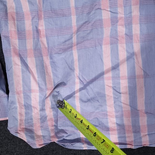 Burberry London Button Up Shirt Mens XL Blue Pink Check Silk Blend Long Sleeve - Picture 12 of 15