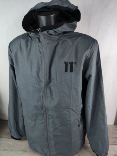 11 DEGREES Official Grey Windbreaker Waterproof Jacket Mens Full Zip Hood Medium - Picture 1 of 12
