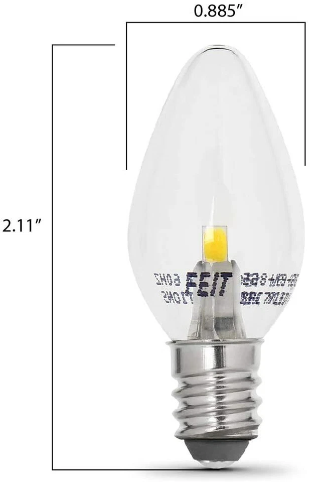 1W Clear White LED E-12 Base Night Light Bulbs 2-Pack Feit Electric New BPC7CJW - Image 3 of 3
