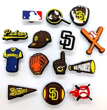 SAN DIEGO PADRES SHOE CHARMS (14pcs) Baseball Cool Gift Accessories Set Lot