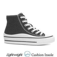 Ladies Hi Top Canvas Shoes Trainers Platform Plimsolls Lace Pumps Sneakers Boots