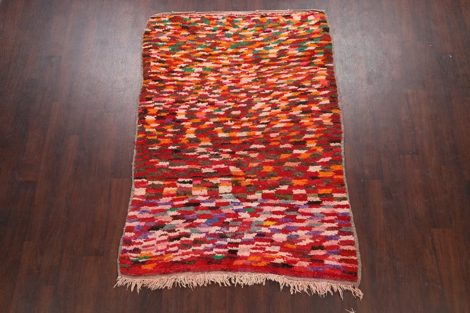 Geometric Semi Antique Modern Moroccan Oriental Area Rug Plush Wool Handmade 4x6 - Image 2 of 4