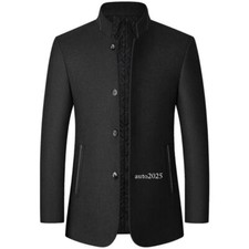 Men's New Jackets Woolen Coats Stand Collar Woolen Coats Casual Overcoats Warm