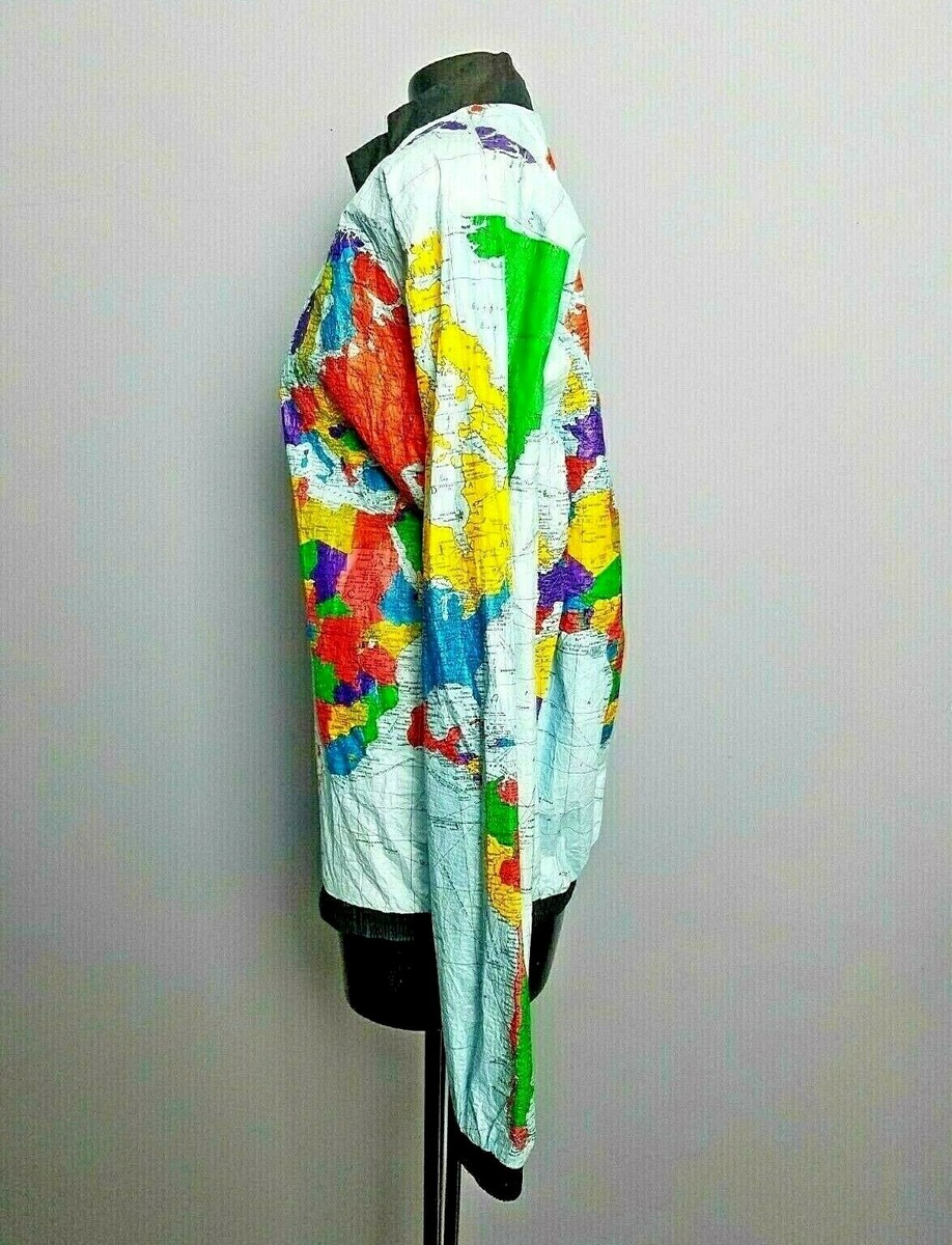 Vintage Tyvek Wearin the World Map Jacket Windbreaker Unisex Ty