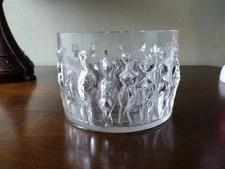 Vintage MCM Pukeberg Swedish Art Glass Raised Bowl Dancing Women Sweden 7.5 × 5