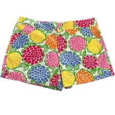 Lilly Pulitzer Shorts Pockets Minnie Zinny Rainbow Floral Beach Resort Size 14