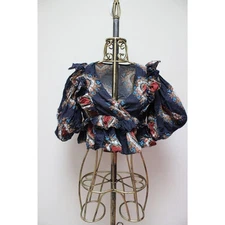 Rhode Blue Navy Heart Ruffle Crop Wrap Top Size Small