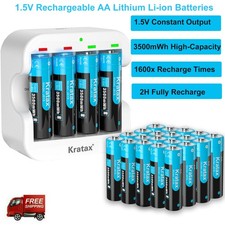 1.5V USB Rechargeable AA Lithium Battery 3500mwh Li-ion Batteries Charger Lot
