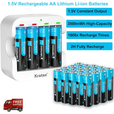 #ad 1.5V USB Rechargeable AA Lithium Battery 3500mwh Li ion Batteries Charger Lot $67.68