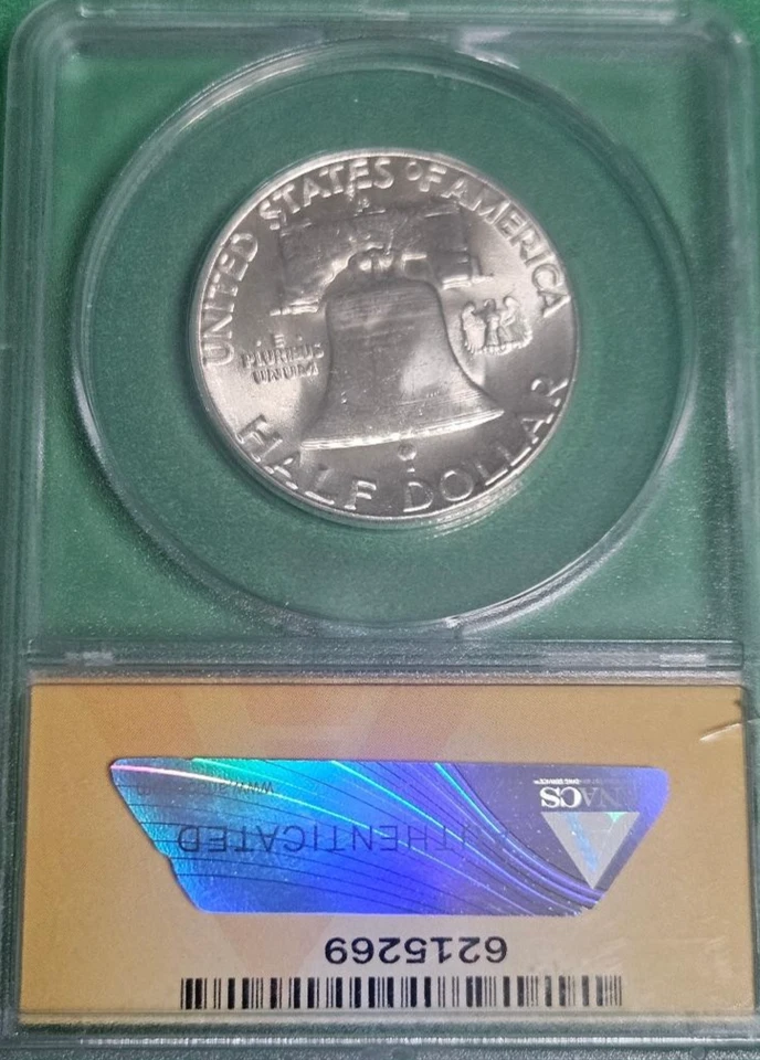 1953-S Franklin Half Dollar ANACS Certified MS64 Full Bell Lines US Coins 50c - Image 2 of 4