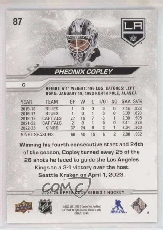 2023-24 Upper Deck Series 1 Deluxe /250 Pheonix Copley #87 - Image 2 of 2