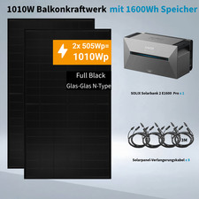 Anker SOLIX 1.010 W Balkonkraftwerk Solarbank Pro 2 mit 2×505W JA Solar Modulen