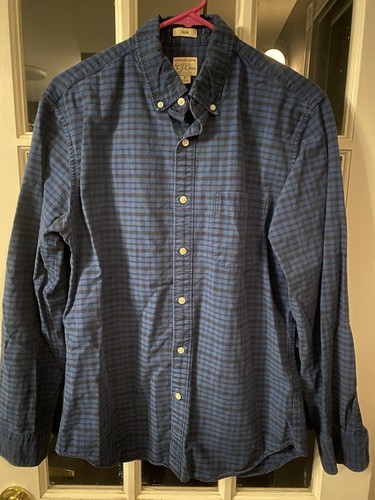 J.Crew Men Slim Button Down Casual Shirt, American Pima Cotton, Blue, Medium